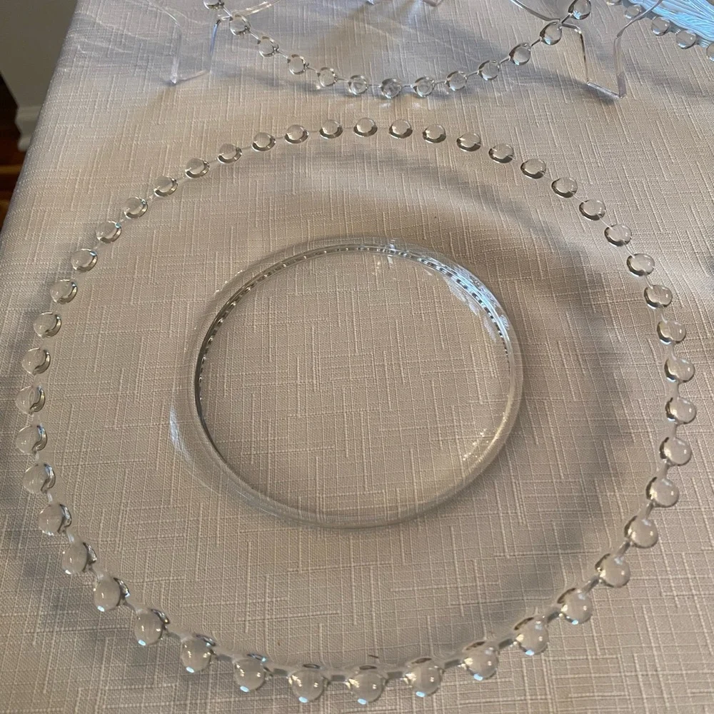 Imperial Glass Candlewick 8 in Dinner Plate Luncheon Set of 4 Hobnail Rim